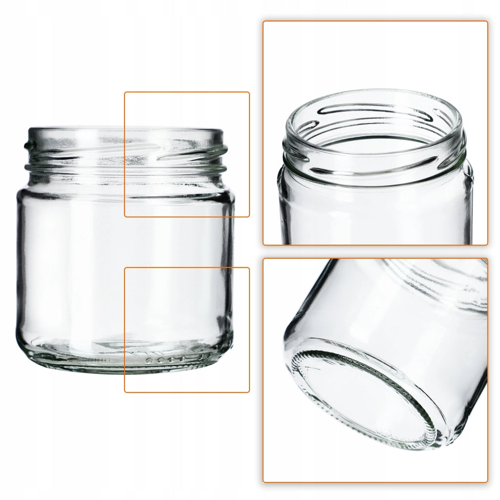 KADAX 50x Vasetti Vetro 200ml Conserva Marmellata Miele + Tappi Fi66