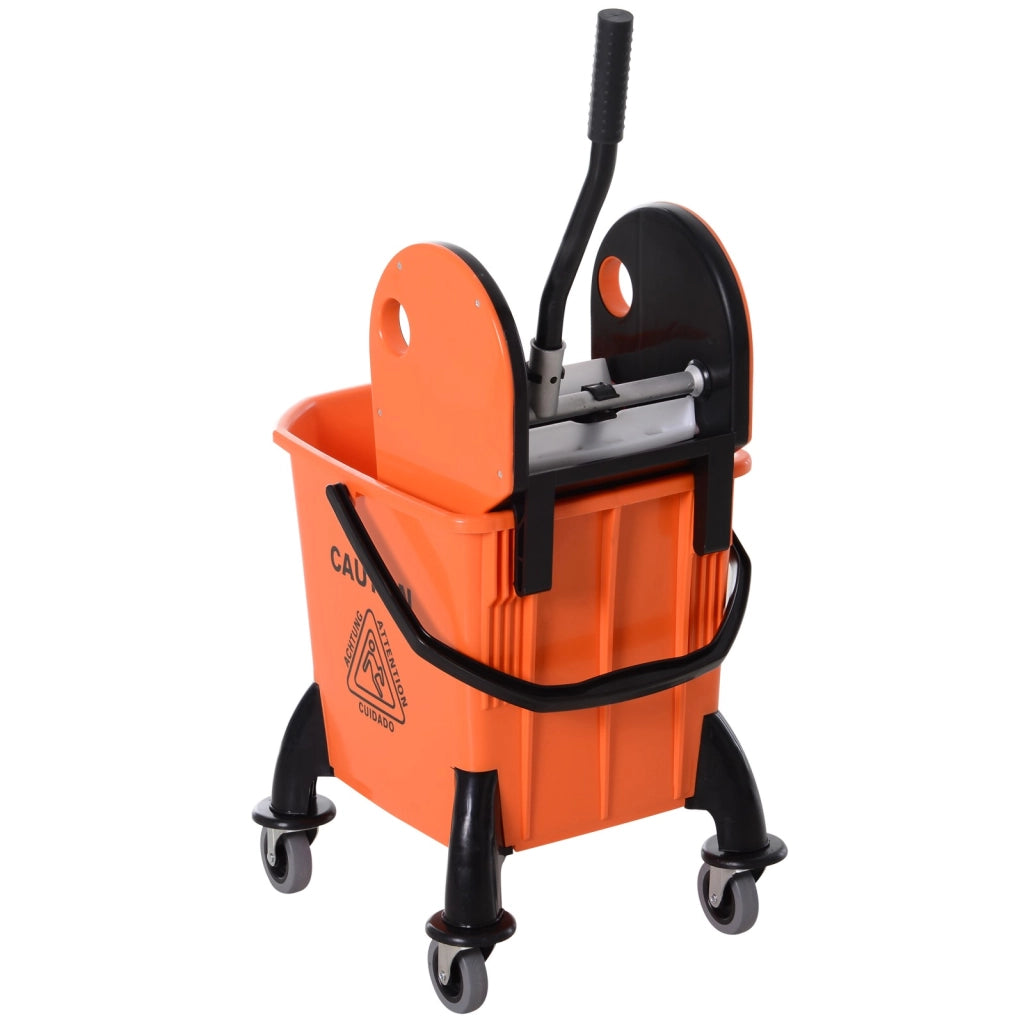 EasyComfort Carrello delle Pulizie Professionale Capacità 26L Strizzatore Rimovibile con Ruote 44 × 36 × 90cm Arancione