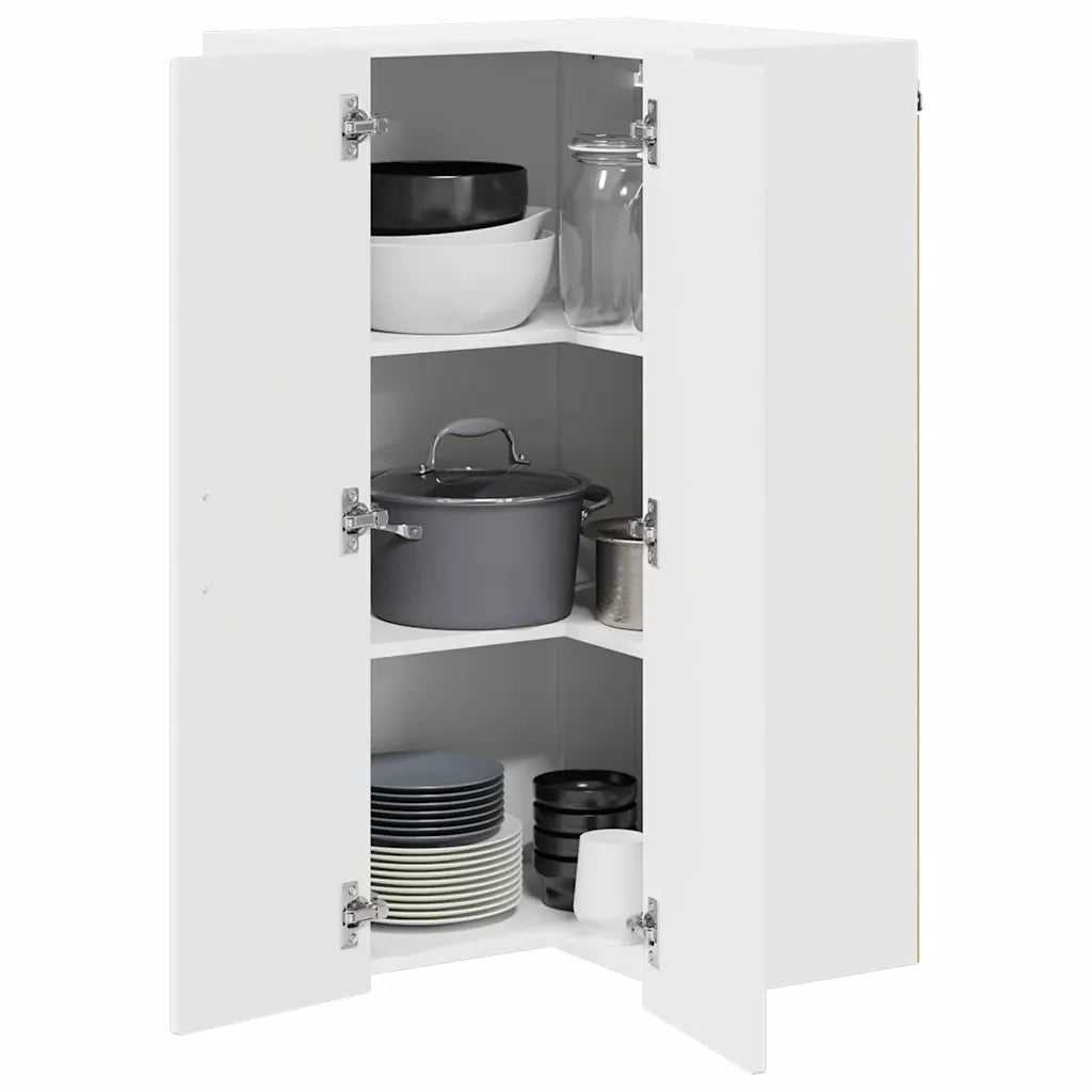 Pensile da cucina | Mobile angolare per parete LUCCA Bianco Lucido 57 x 57 x 100 cm