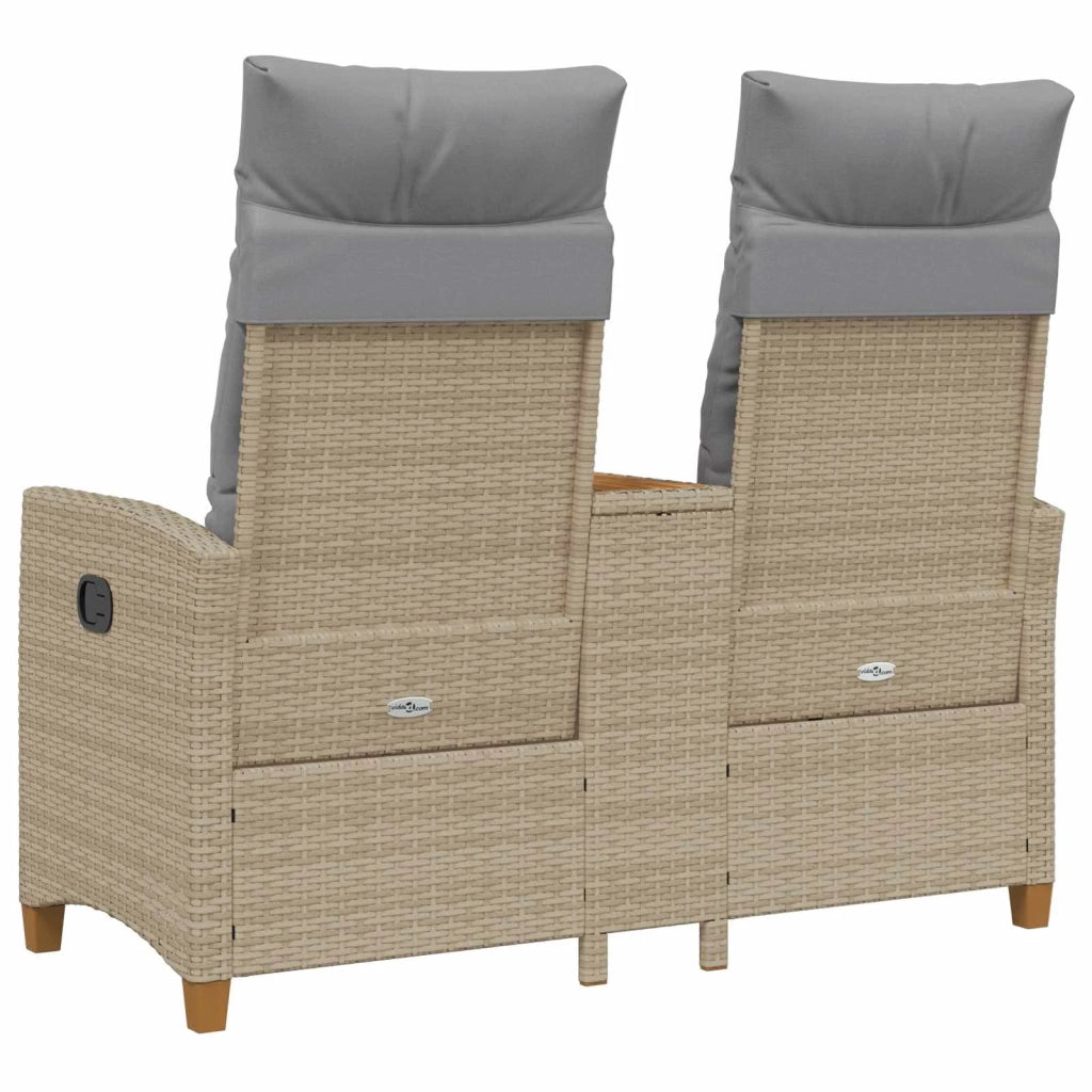 Panchina reclinabile con tavolo Beige e Grigio Chiaro