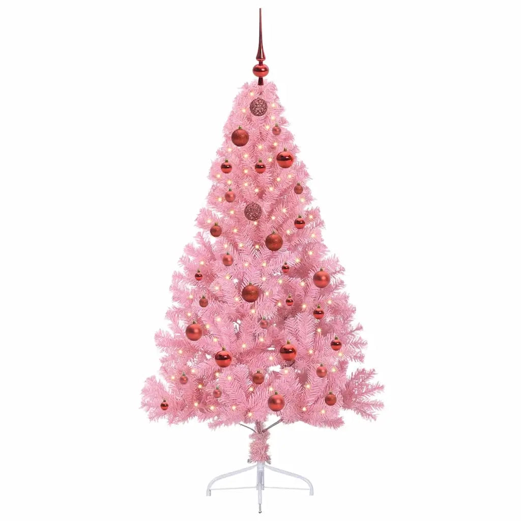 Albero di Natale | Decorazioni natalizie artificiale con luci integrate Rosa 150 cm PVC
