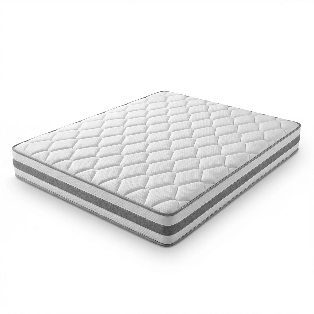 Materasso a molle insacchettate con strati in schiuma e rivestimento traspirante in poliestere bianco altezza 25 cm