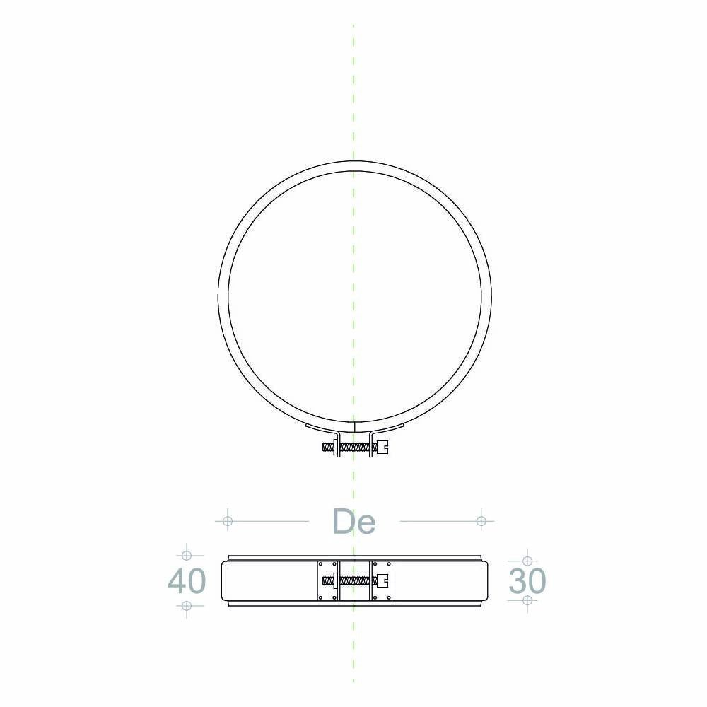 Fascetta di bloccaggio coprigiunto inox per tubo doppia parete - 1pz, diametro 150mm