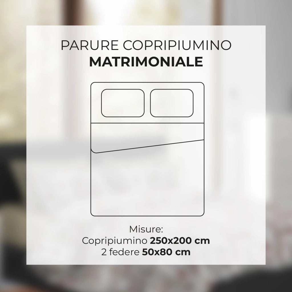 Copripiumino Matrimoniale No Stiro Sacco e Federe Effetto Raso Parure Microfibra Morbida Anallergica Mano Pesca  Peluchic - Matrimoniale