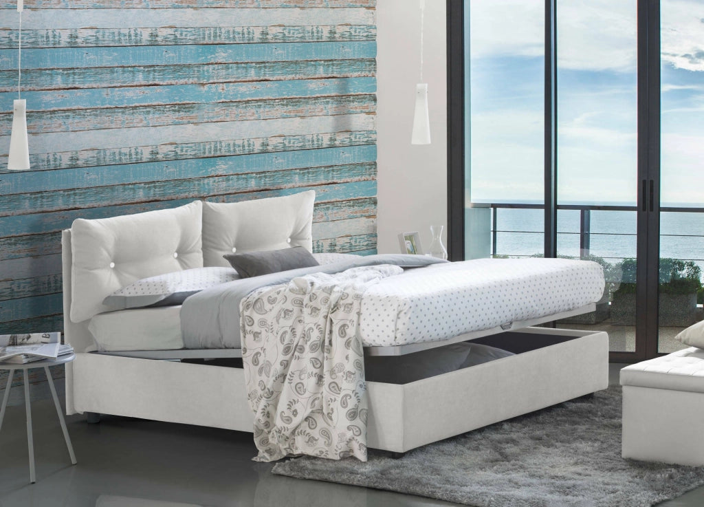 Letto Matrimoniale Andrealo, Letto Matrimoniale Materasso Incluso Made in Italy, Bianco