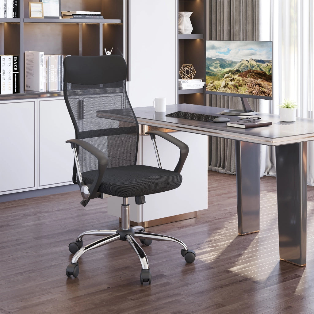 Sedia da ufficio con schienale in rete, sedia da scrivania regolabile in altezza, sedia da gaming ergonomica, sedia girevole con funzione dondolo,
