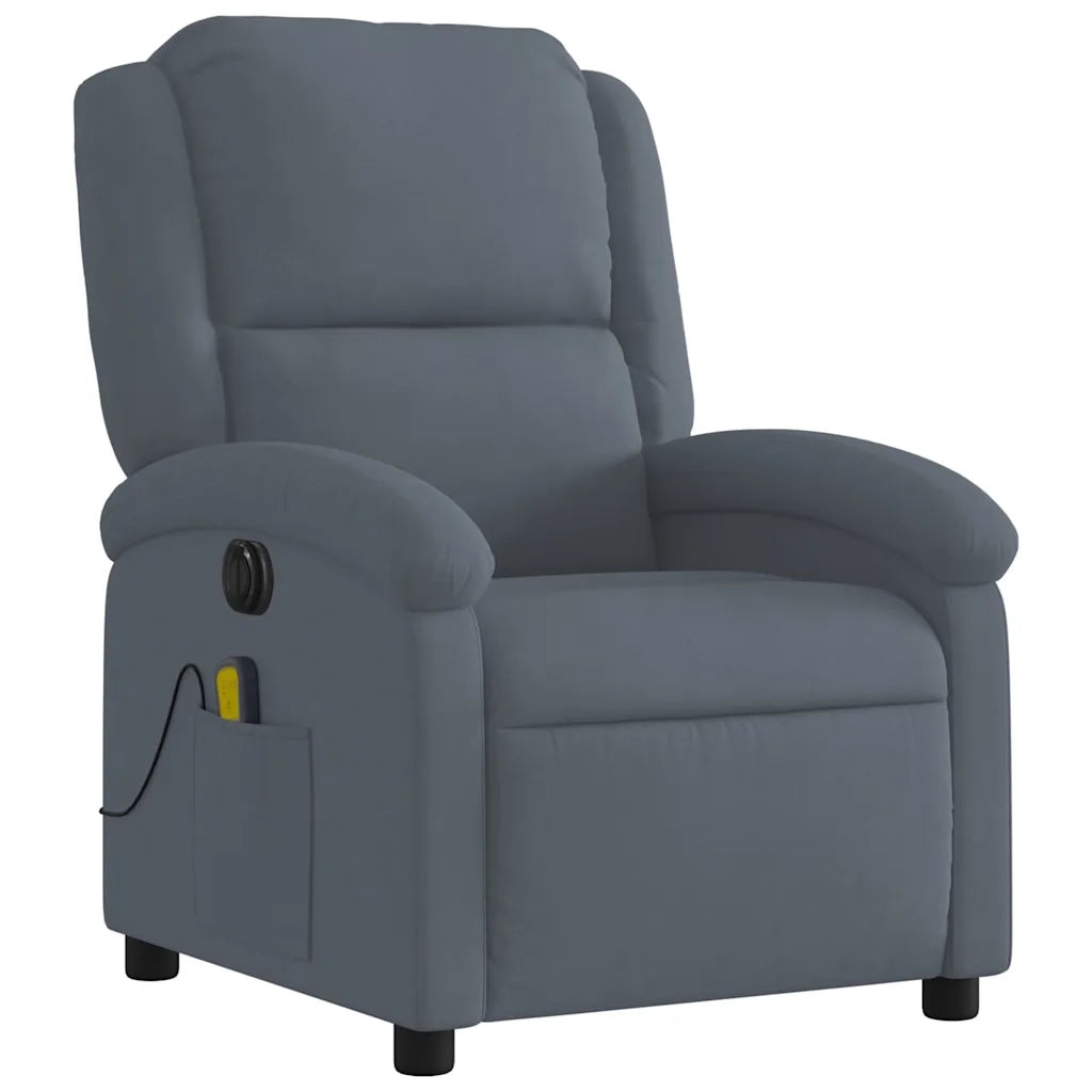 Poltrona Massaggiante Reclinante Elettrica Grigio Scuro Velluto 3204290
