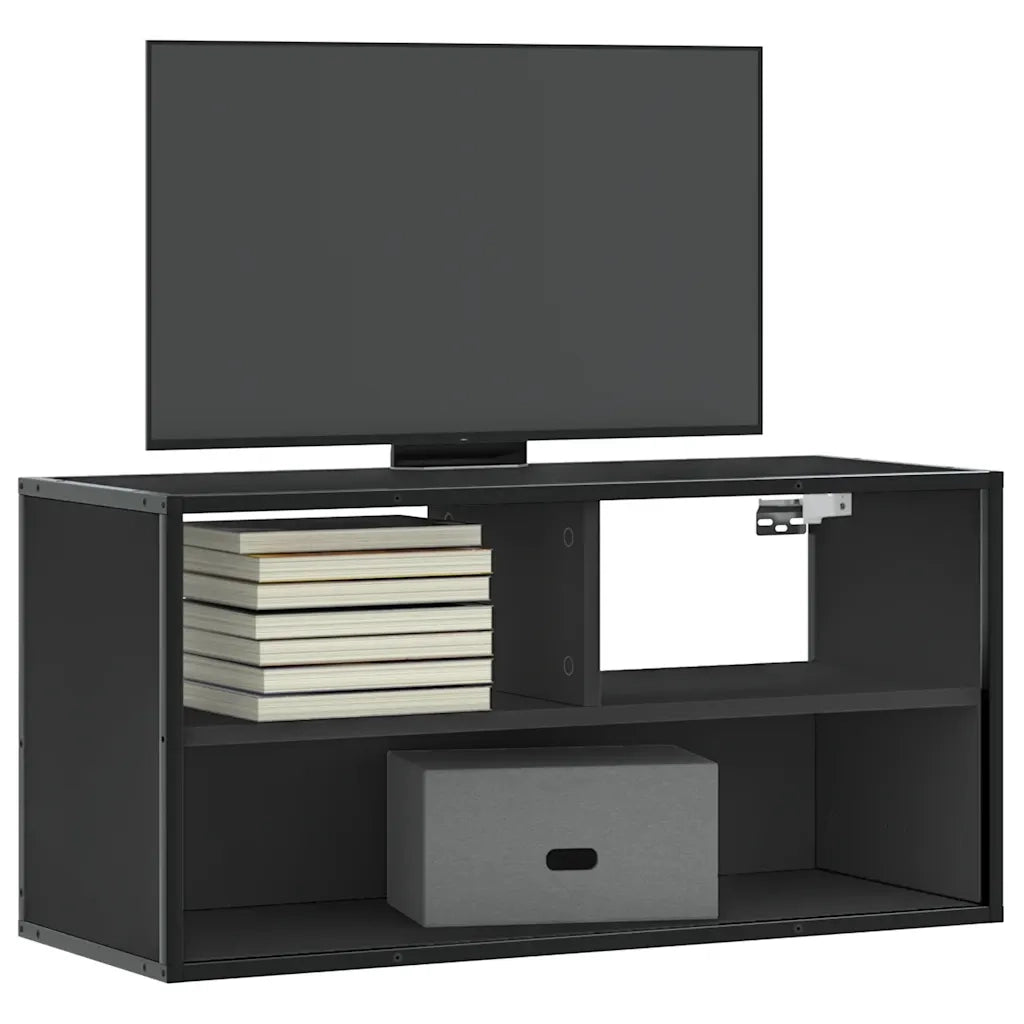 Mobile TV-Credenza per TV-Console TV Nero 80x31x39,5 cm in Truciolato e Metallo 714649