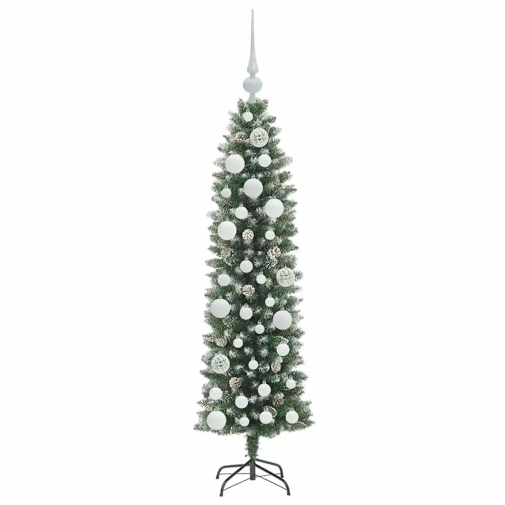 Albero di Natale Artificiale Sottile Verde e Bianco 120 cm 3395272