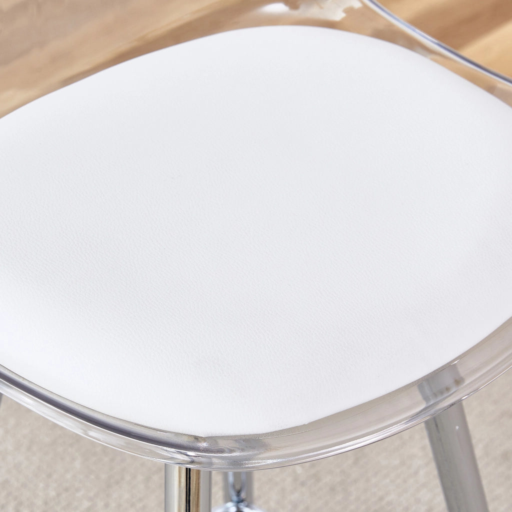Set di 2 poltrone trasparenti con schienali traslucidi, struttura in metallo color argento, adatte a soggiorni, sale da pranzo, banconi, isole e caff¨¨