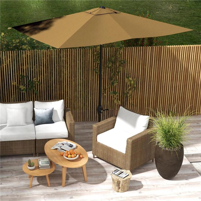 OMBRELLONE DA GIARDINO RETTANGOLARE 3X2 M CON APERTURA A MANOVELLA E INCLINABILE, CAFFÈ