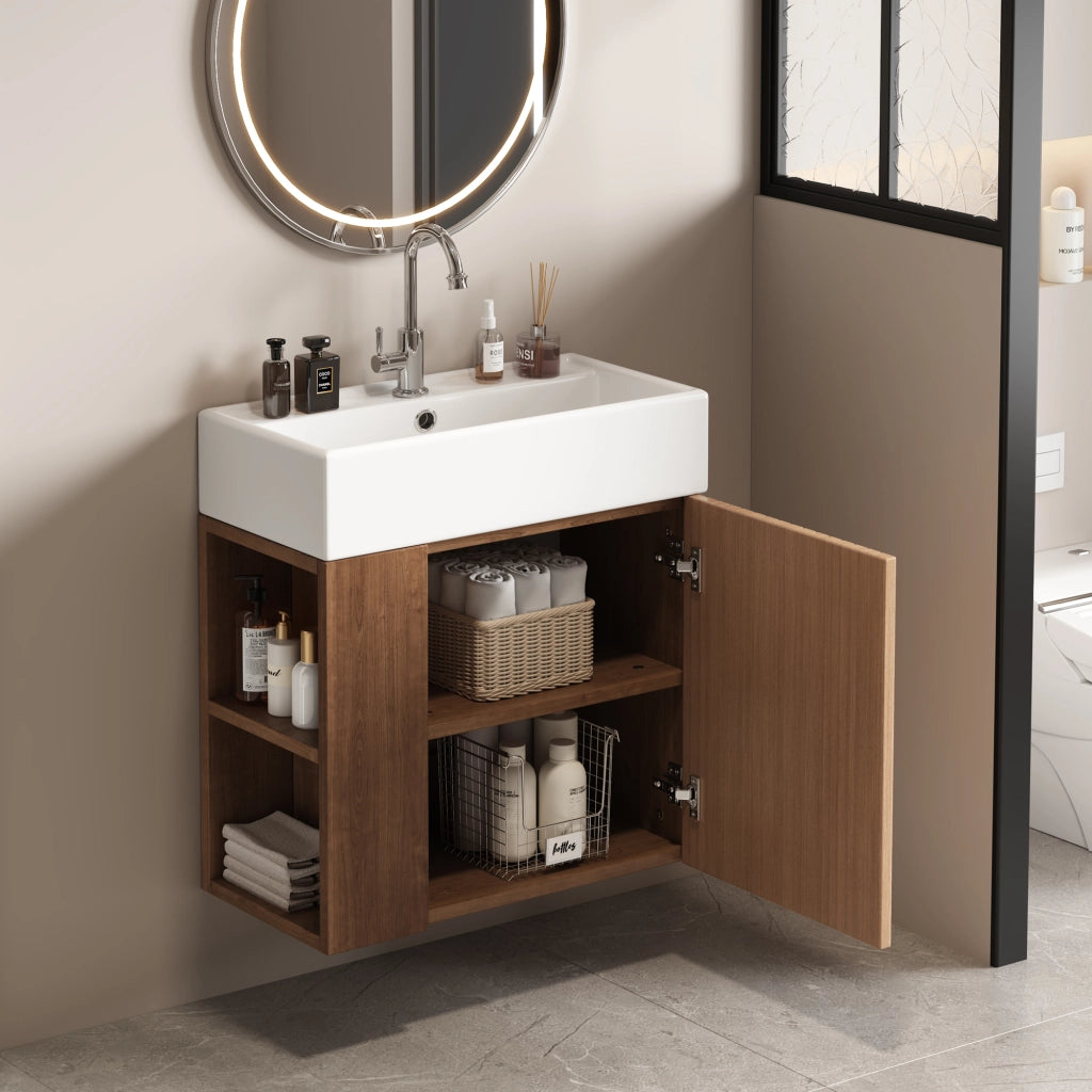 LAVABO con mobile bagno 55 cm Marrone MDF