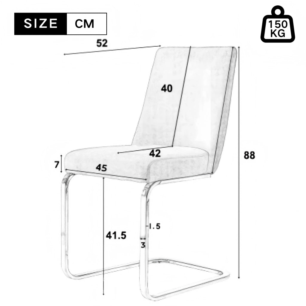 Set di 2 sedie da pranzo con schienale trapuntato e seduta confortevole in velluto grigio con gambe argento