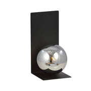 Applique Minimal 1 Luce Indiretta Agni Con Base In Acciaio Nero E Vetro Fumè