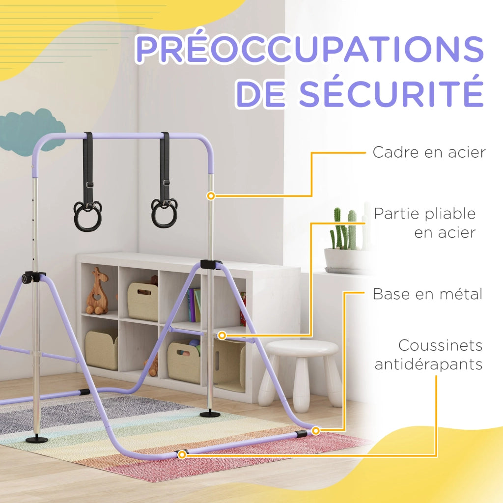 Barra orizzontale per bambini ¨C zephmum ¨C viola, regolabile, pieghevole