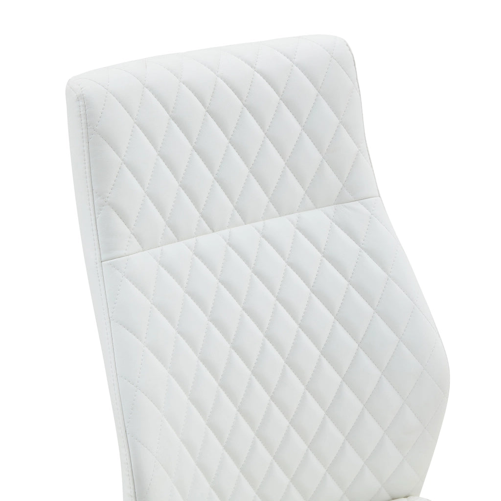 Sedia da Pranzo Set da 2 con Schienale Alto Ergonomico e Seduta Imbottita in PU Bianco e Metallo Dorato