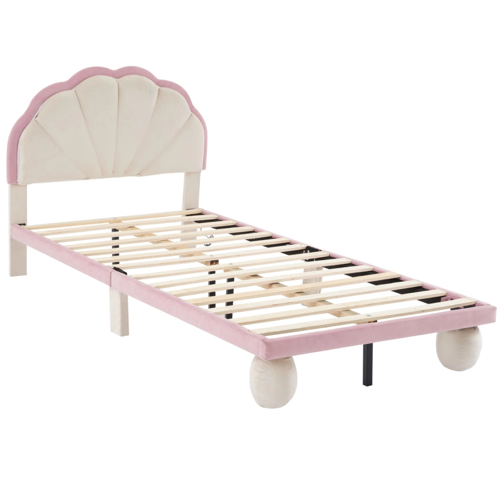 letto imbottito velluto beige rosa 90 x 200 cm