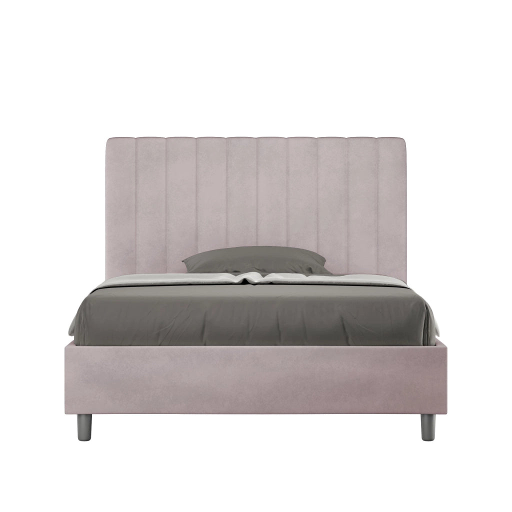 BS COM Letto una piazza e mezza con rete imbottito 120x210 microfibra glicine