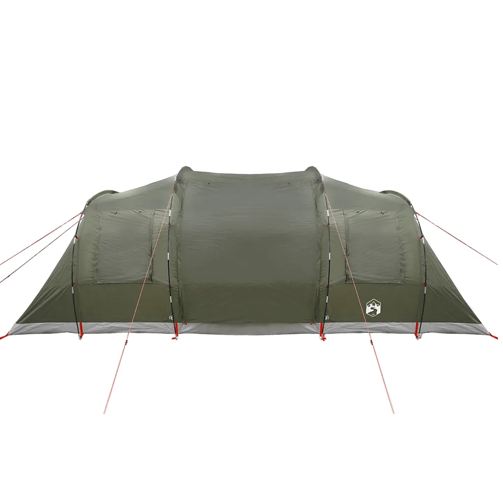 Tenda Familiare a Tunnel per 6 Persone-Tenda da campeggio Verde Oliva Impermeabile 230029