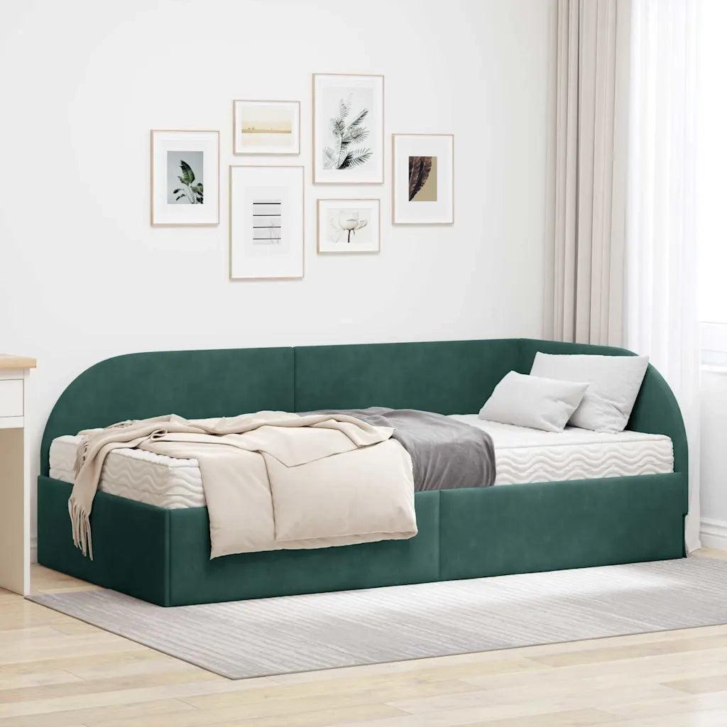 Struttura Letto Angolare con Materasso 2 pcs Verde Velluto 3394176
