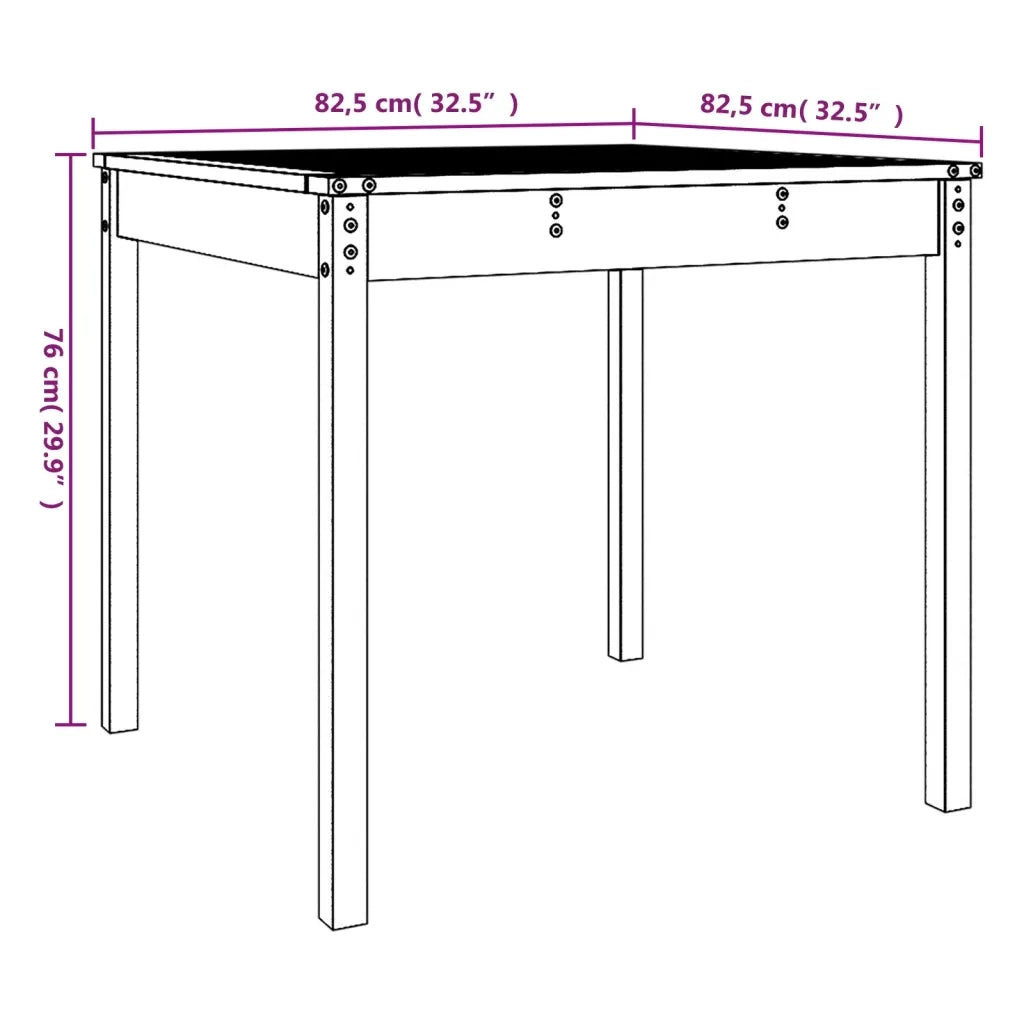 Tavolo da Giardino Bianco 82,5x82,5x76cm Legno Massello di Pino 823963