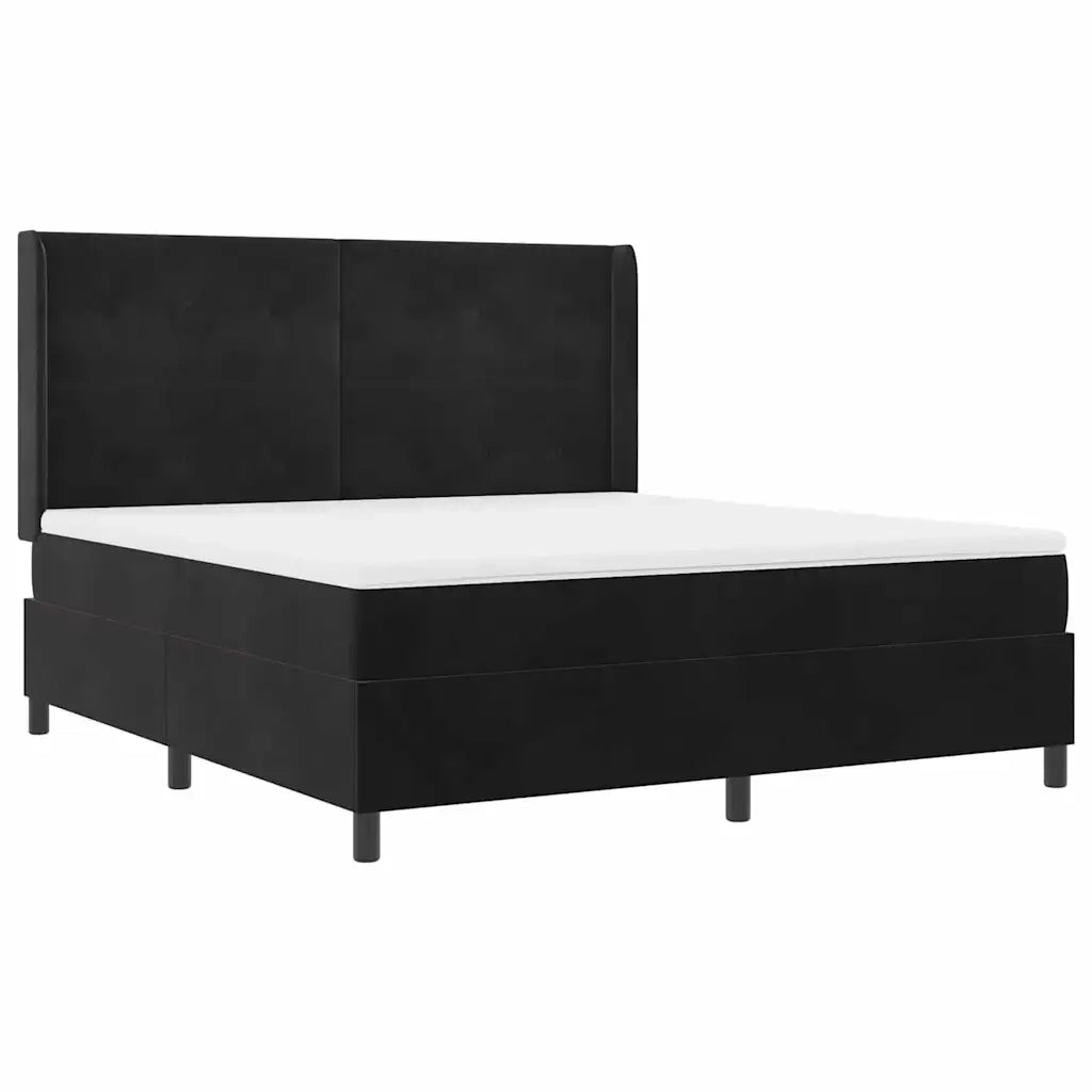 Letto a molle con materasso con led Nero 180 x 200 cm Velluto