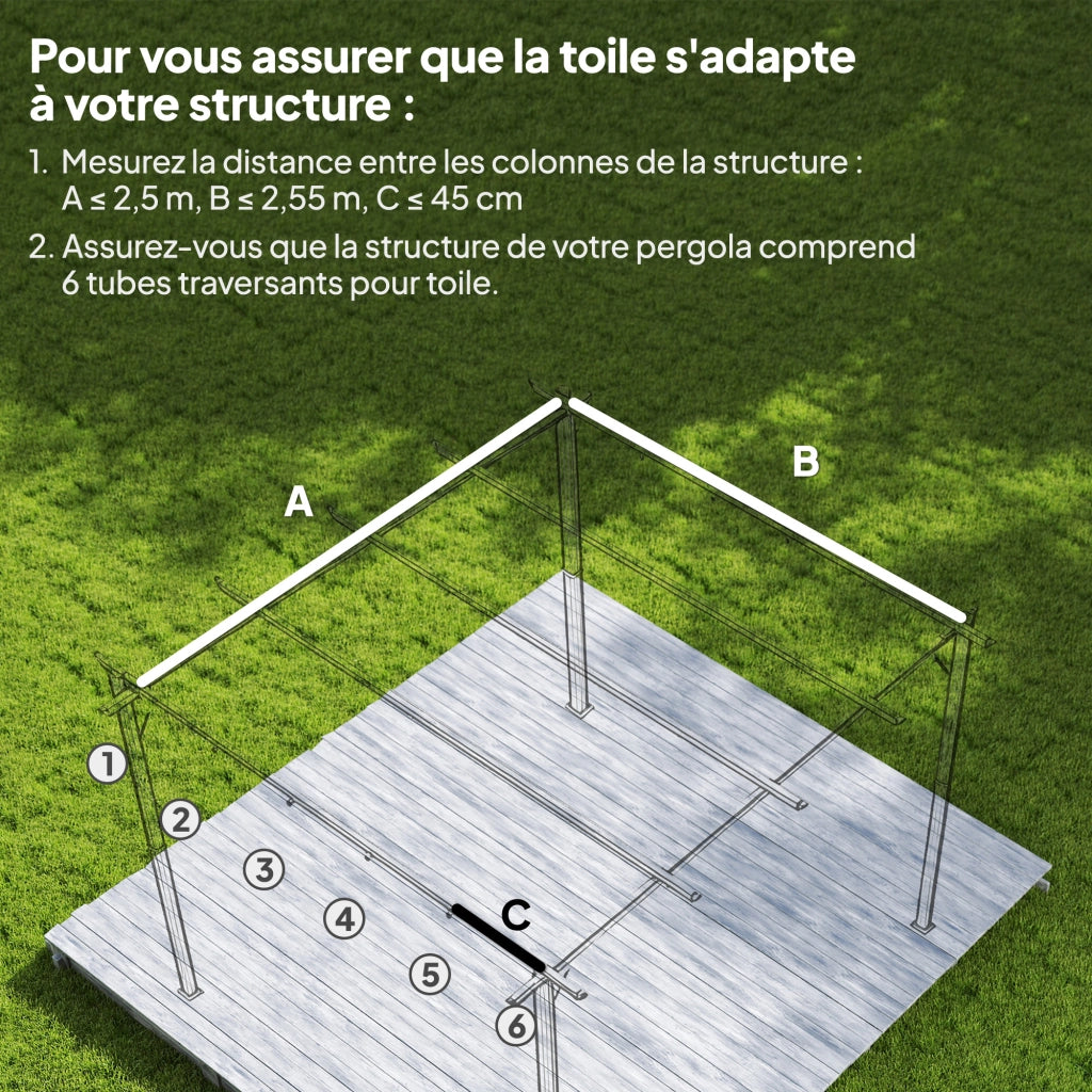 Tenda da sole per pergola retrattile 3x3 m ¨C zephmum ¨C 250x255 cm marrone