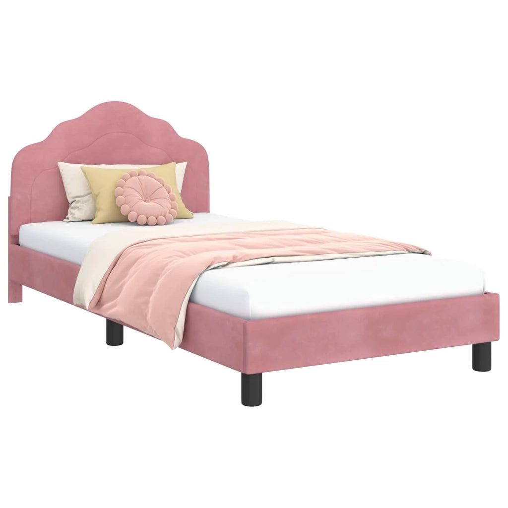 Struttura letto bambini con testata Rosa 80 x 200 cm Velluto 42010946
