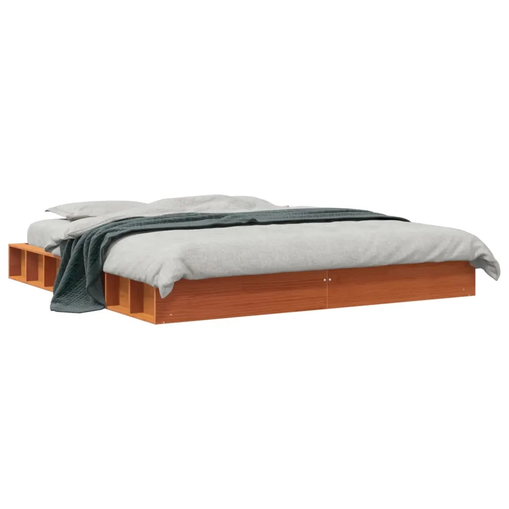 Giroletto senza Materasso-Struttura Letto Marrone Cera 180x200 cm Legno di Pino 145764