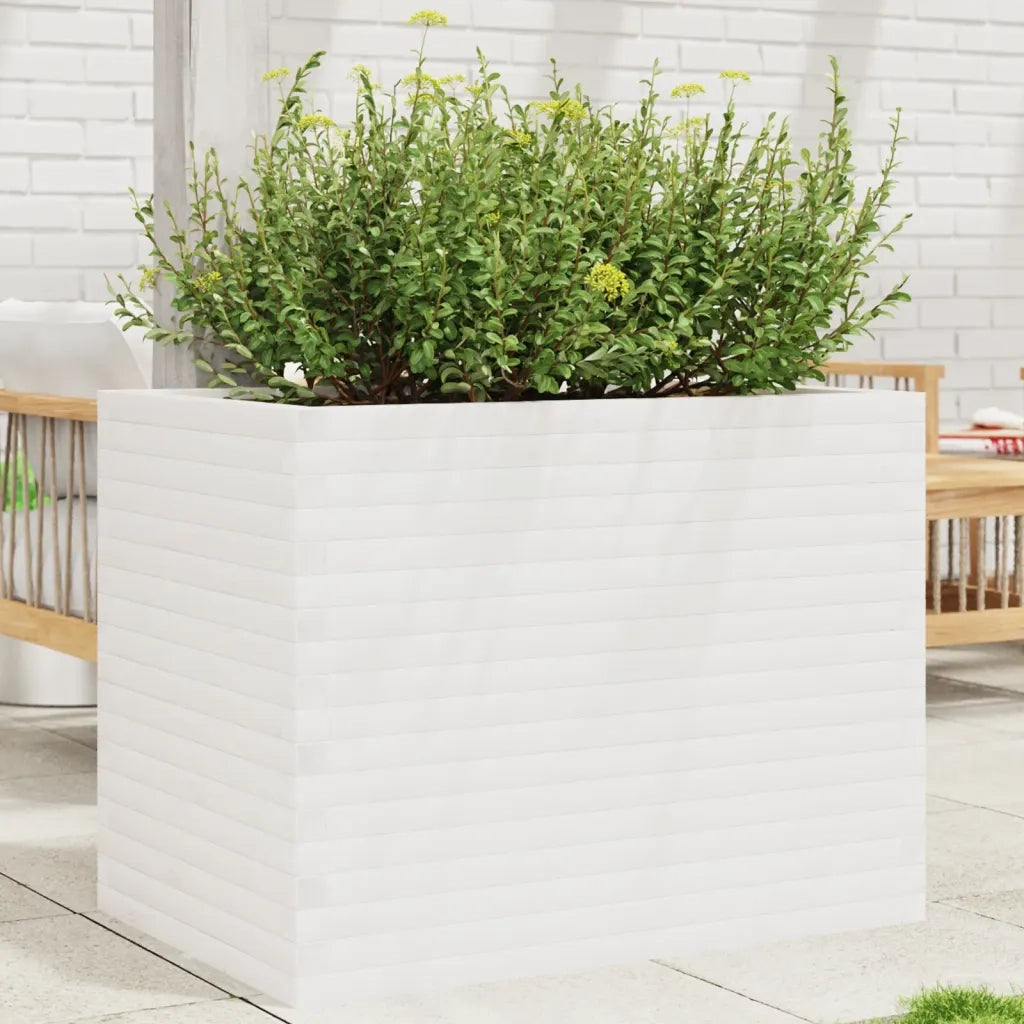 Fioriera da Giardino-Vaso da Esterno Bianca 90x60x68,5cm Legno Massello di Pino