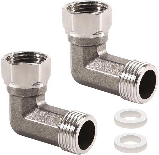 Connettori a 90 gradi, 1/2 pollice, in acciaio inossidabile, corrosione resistente, 2 pezzi, facile da installare, attacco a tubo.