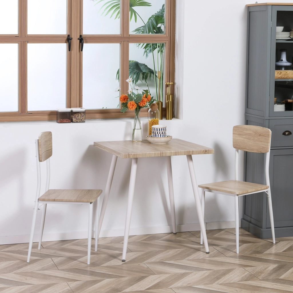 Set tavolo pranzo quadrato 2 sedie ¨C Xylo ¨C MDF bianco telaio metallo 3 pezzi