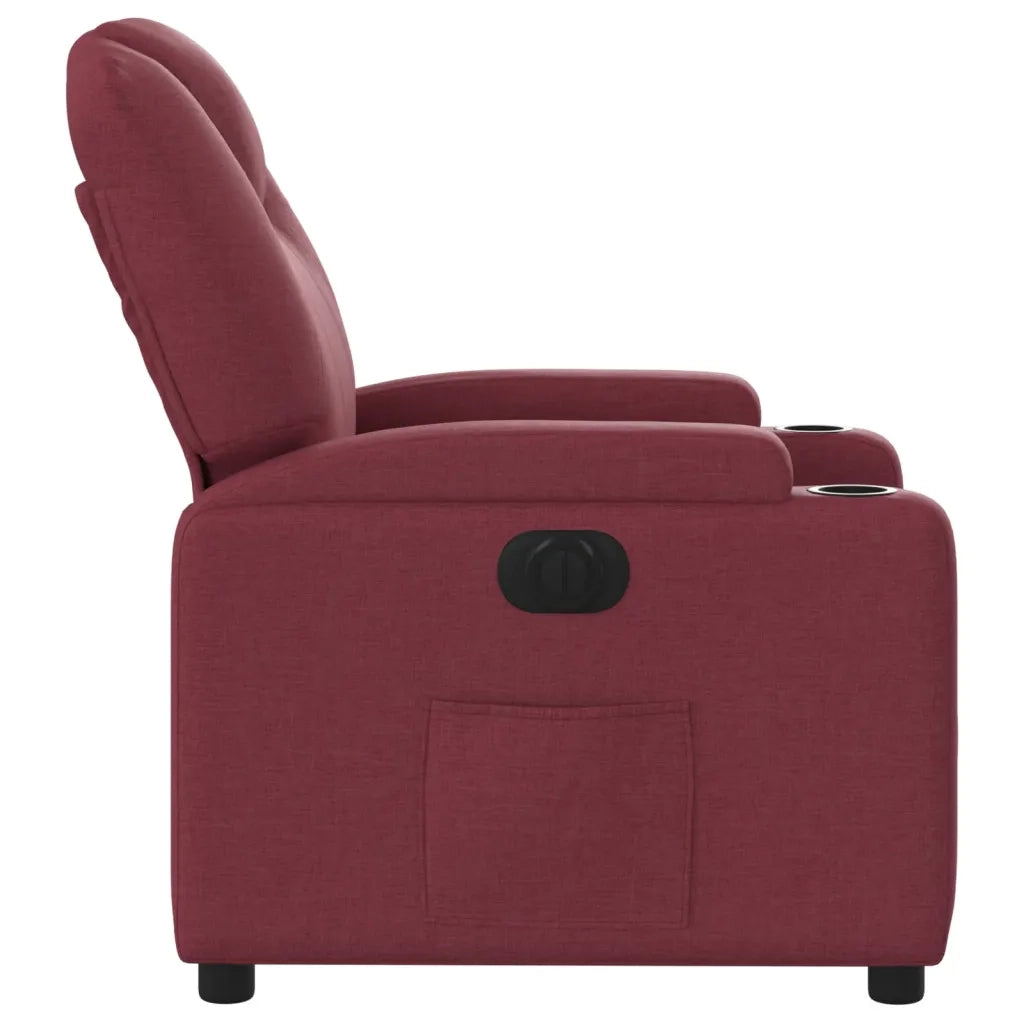 Poltrona Elettrica Reclinabile-Divano Sedia Rosso Vino in Tessuto 518737