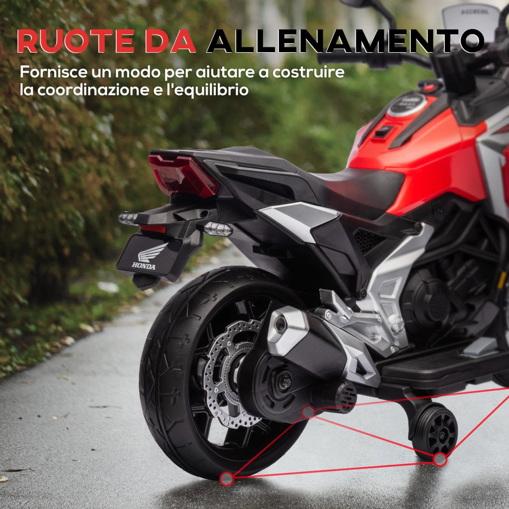 Moto Elettrica Honda per Bambini 3-6 Anni ¨C Xylo ¨C Rosso con Fari LED e Musica, 107x46x75 cm