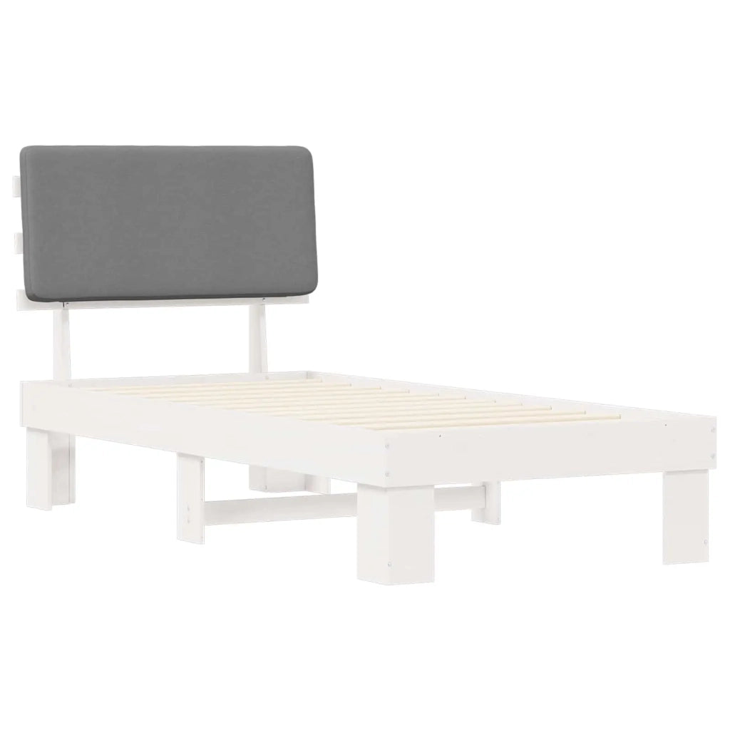 Letto singolo | Letto per adulti | Letto con Testiera Rivestita Grigio chiaro 100 x 200 cm