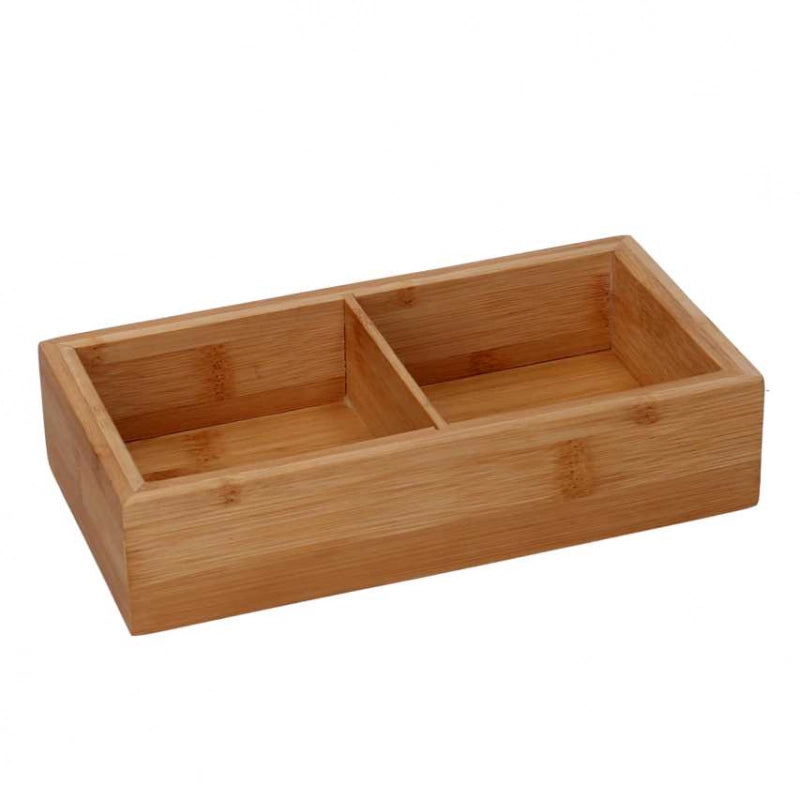 Cassetto bambù 2 scomparti naturale rettangolare cm21x11h4,8