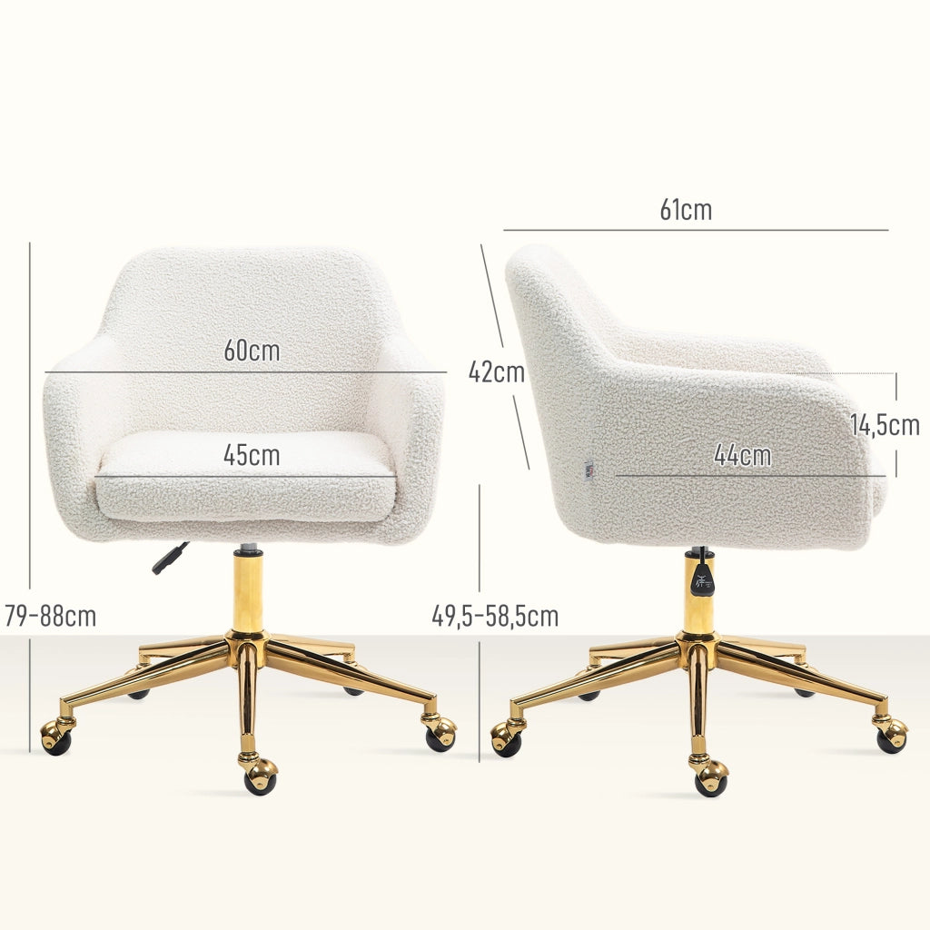 Sedia da ufficio con rotelle, altezza regolabile e seduta girevole 360¡ã ¨C Minimal ¨C 60x61x79-88 cm, crema