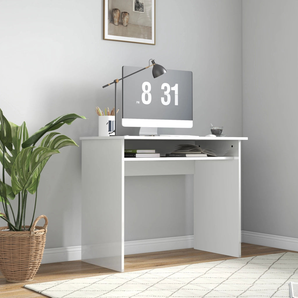 Scrivania per computer con scaffale ¨C Minimal ¨C Bianco 90x50x74 cm
