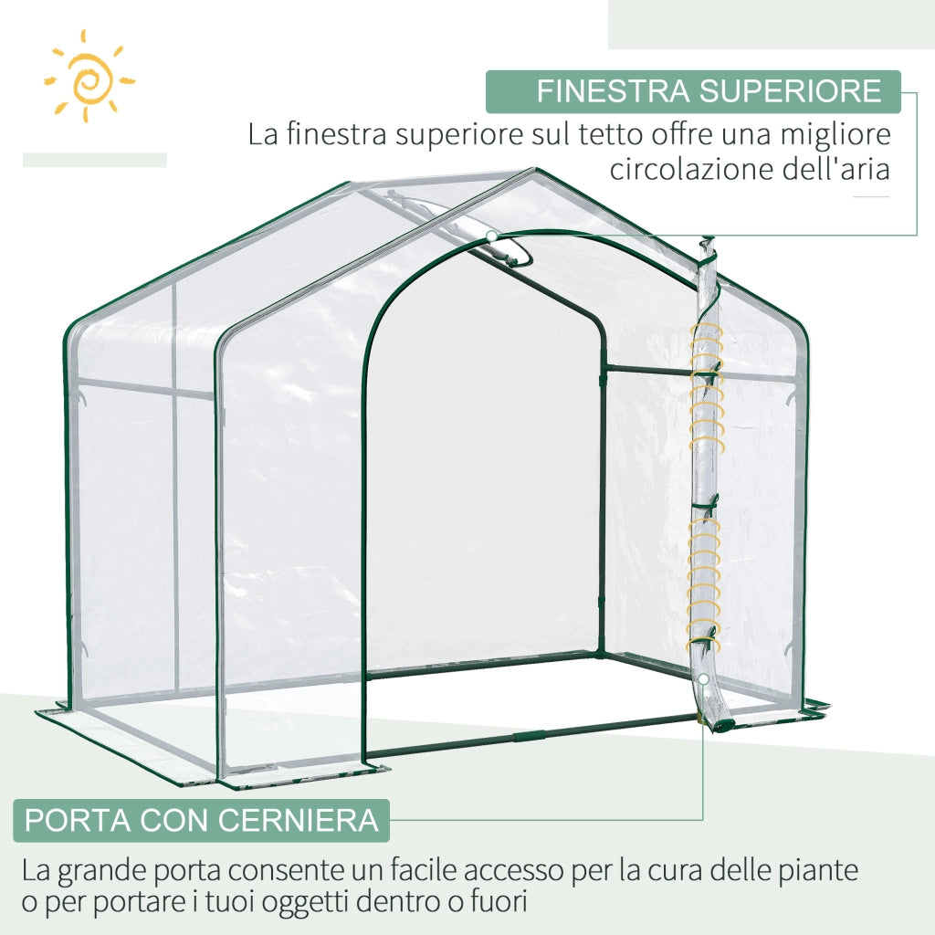 Serra da Giardino Esterno ¨C Minimal ¨C Plastica Acciaio Trasparente 180x100x152 cm