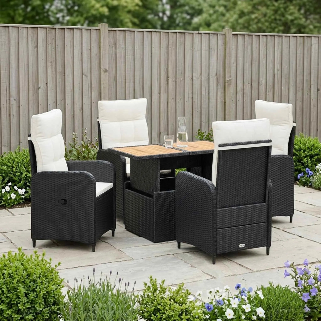 Set da pranzo per esterni 5 pz Nero e Bianco Crema 3422409