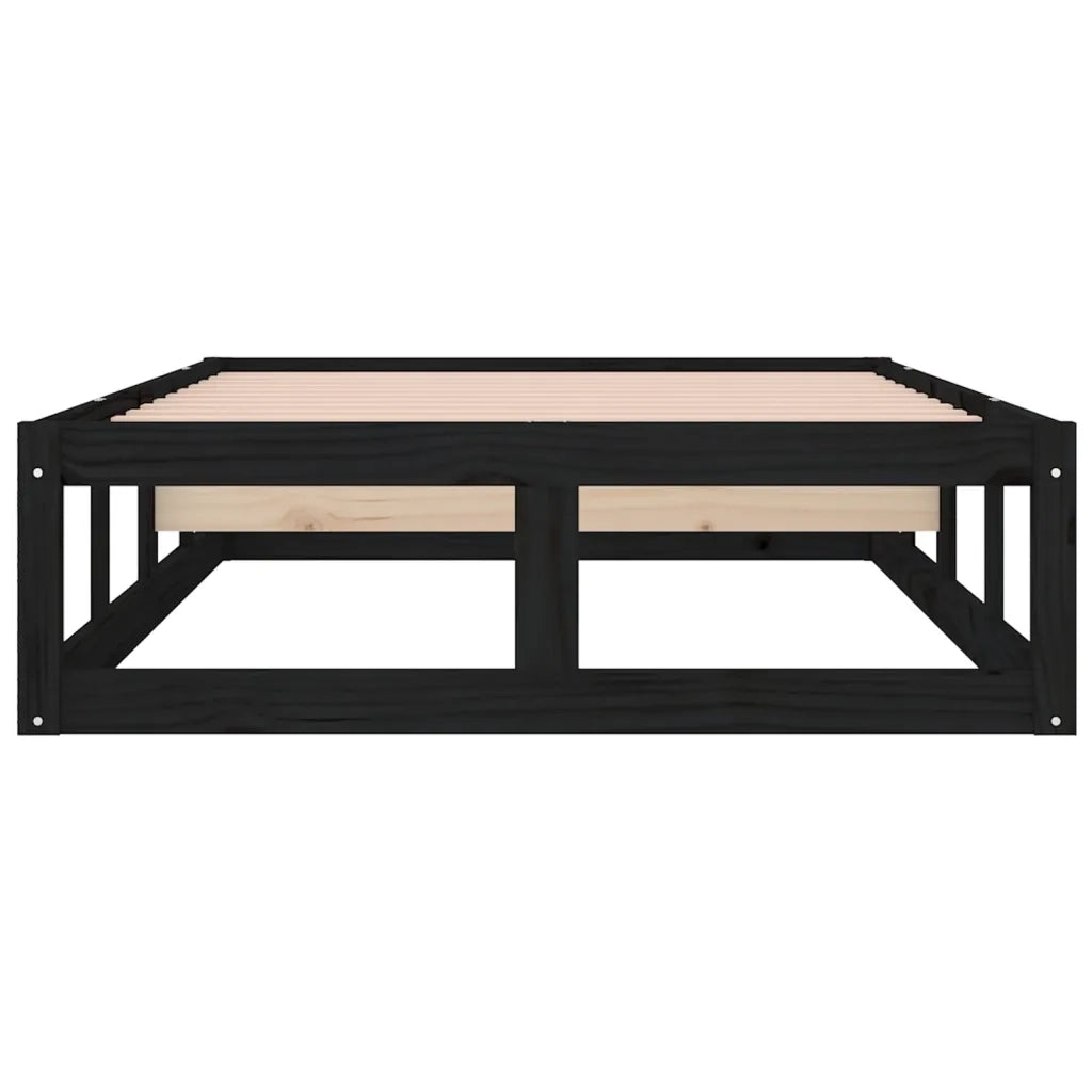 Giroletto-Struttura Letto Nero 75x190 cm Small Single in Legno Massello 415405