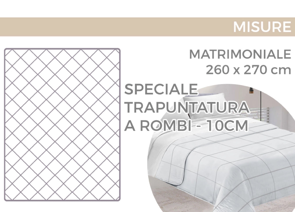 Trapuntino Piumino Estivo Primaverile 100gr/mq Leggero Disegno Nebula - Matrimoniale - Grigio