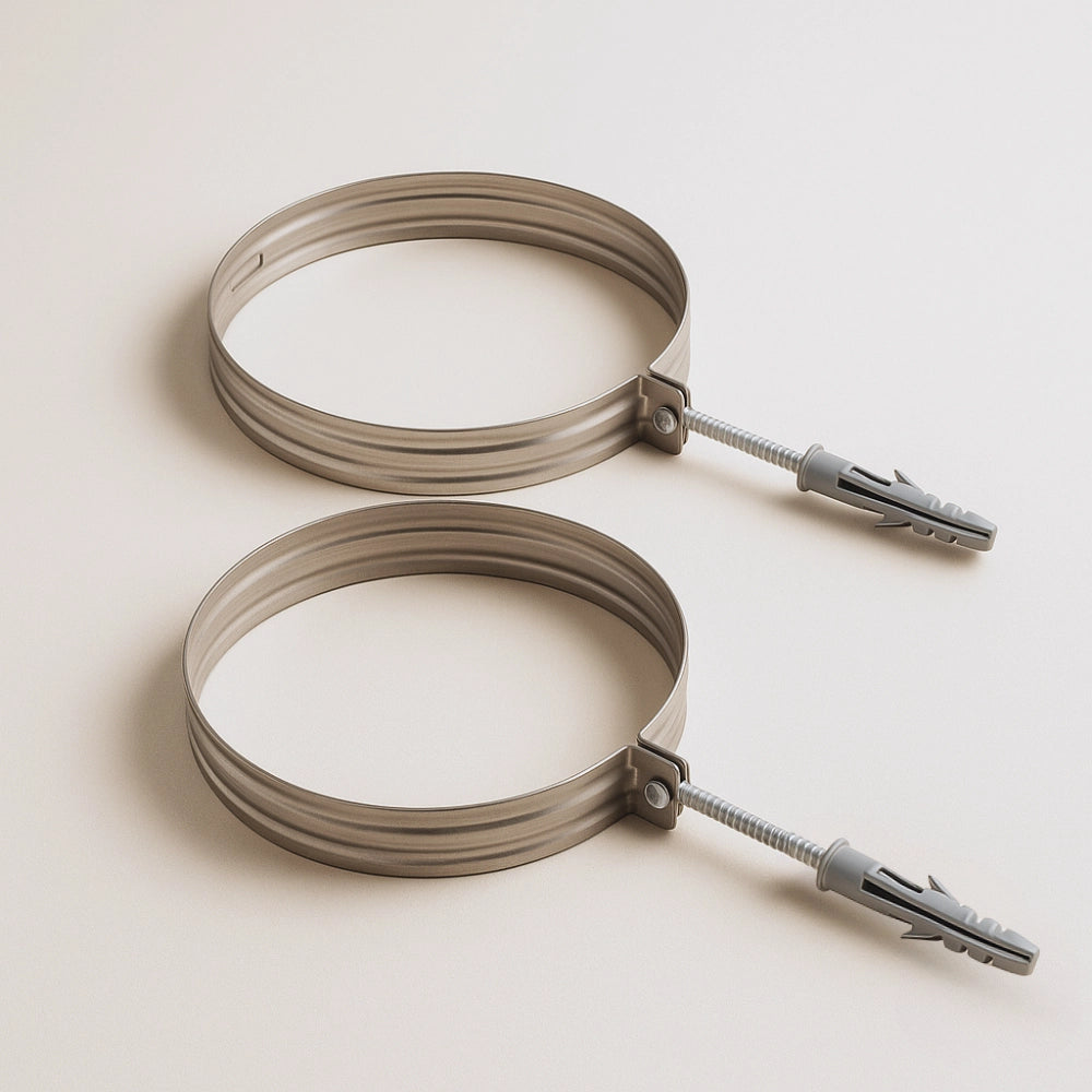 Collare nervato acciaio inox Ø 300 mm fissaggio canna fumaria confezione 2 pezzi