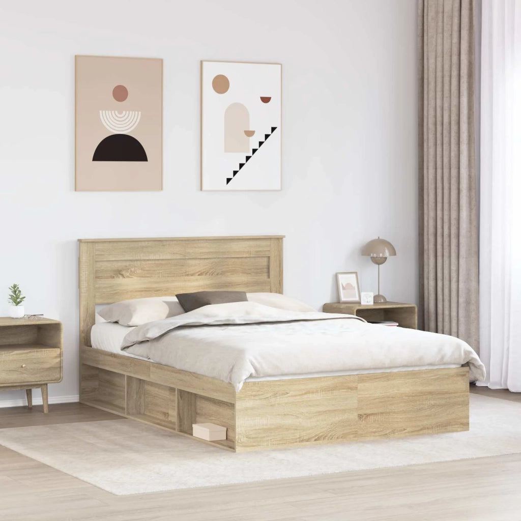 Struttura del letto-Giroletto Rovere Sonoma 150 x 200 cm Pino massello 945321