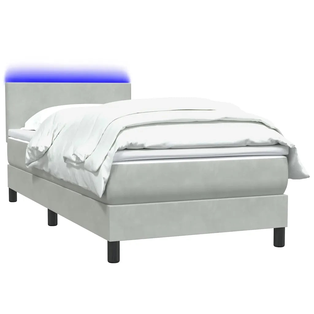 Letto a Molle con Materasso e LED Grigio Chiaro 90x220 cm Velluto 3316719