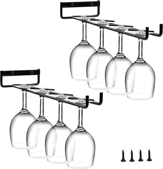 Sostegno per bicchieri di vino - supporto in acciaio per armadietto del vino - ripiano per bicchieri di vino appeso per bar e ristoranti (nero)