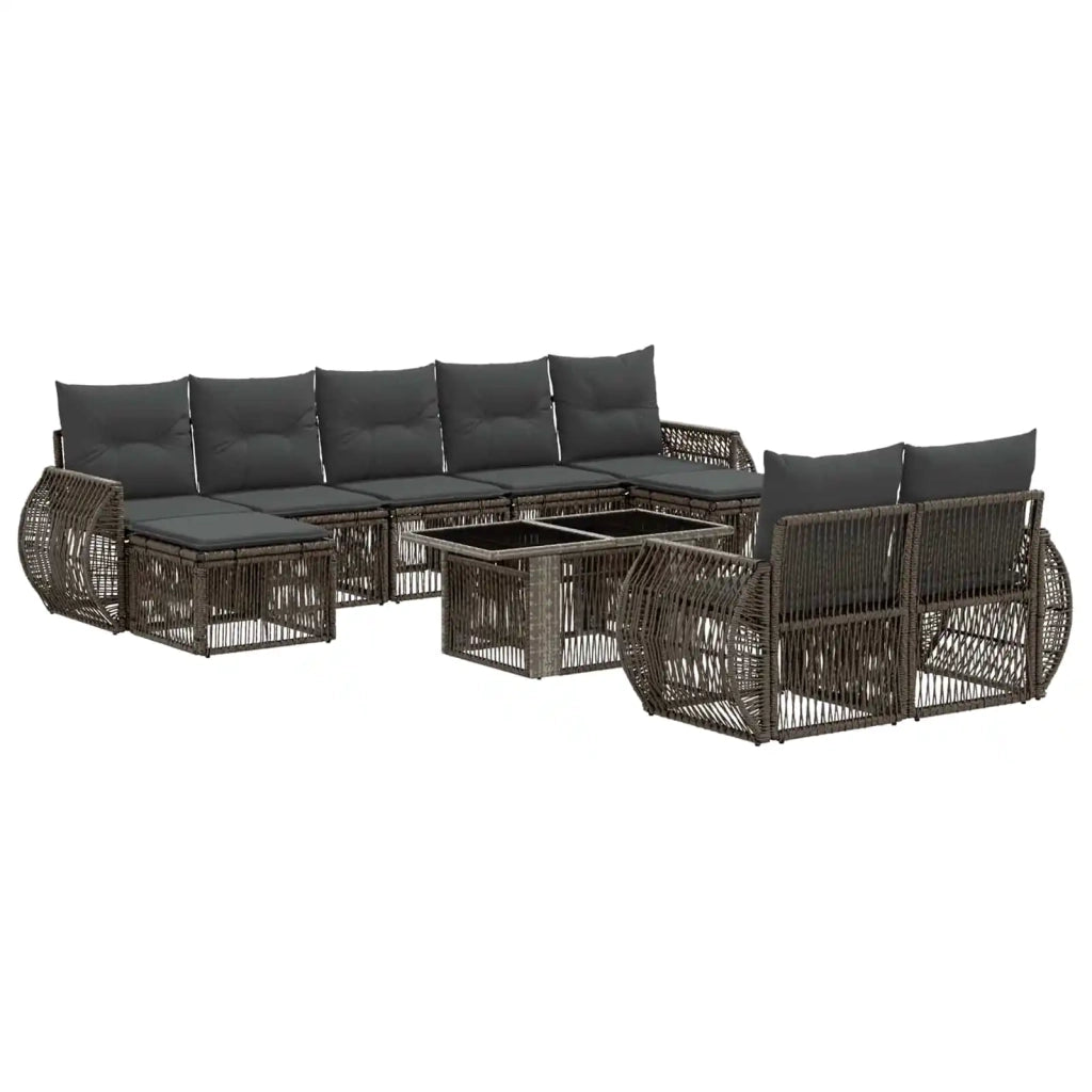 Set Divano da Giardino 10 pz Grigio e Grigio Scuro polyrattan 3437156