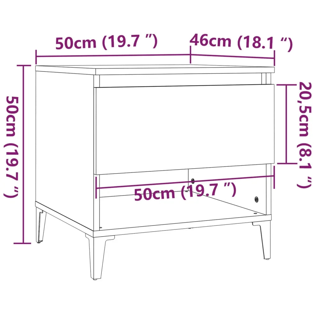 Tavolino Bianco Lucido 50x46x50 cm in Legno Multistrato 819552