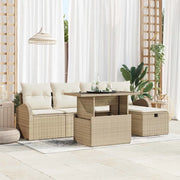 Set Divano da Giardino con cuscino 6 pcs Beige Poly Rattan 3361080