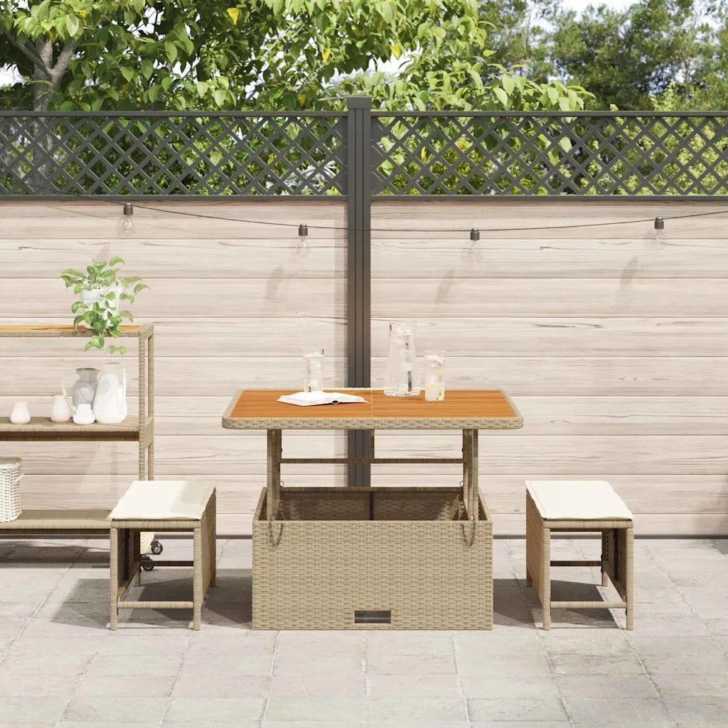 Set da Pranzo per Giardino Beige polyrattan 42007908